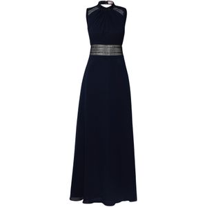 VM Vera Mont - Avondjurk - Nachtblauw - Chiffon - Gevoerde Zoom, Keyholesluiting, Mouwloos