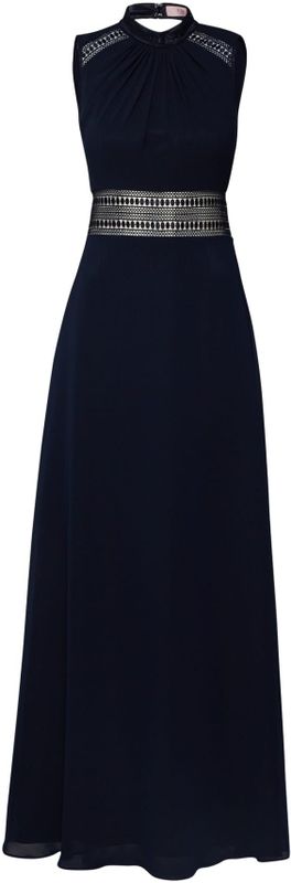 VM Vera Mont - Avondjurk - Nachtblauw - Chiffon - Gevoerde Zoom, Keyholesluiting, Mouwloos