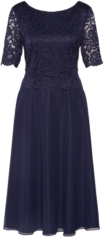 Cocktailjurk - Effen - Chiffon - Halve Mouw - Uitlopend