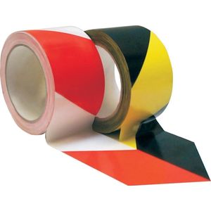 Signaallint PVC zelfklevend 60mmx66m rood/wit