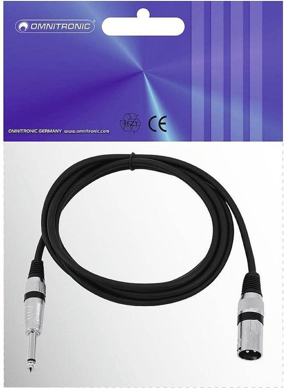 OMNITRONIC Adapterkabel XLR(M) Klinke mono 2m sw