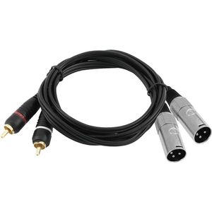 Omnitronic 3022522D XLR Adapterkabel [2x XLR-stekker 3-polig - 2x Cinch-stekker] 3.00 m Zwart