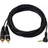 OMNITRONIC jack kabel 3 5 mm -  jack naar tulp - aux kabel - audio kabel 3.5 Jack 90°/2xRCA 1.5m bk