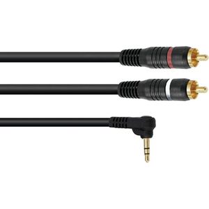 OMNITRONIC jack kabel 3 5 mm -  jack naar tulp - aux kabel - audio kabel 3.5 Jack 90°/2xRCA 1.5m bk