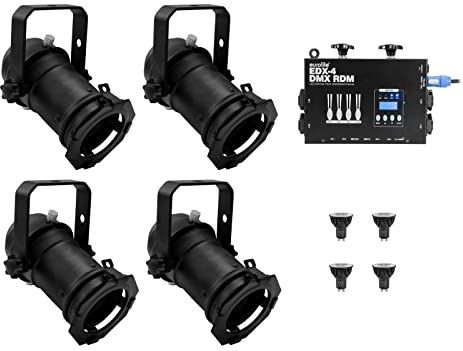 Eurolite Set 4x PAR-16 Spot sw dim2warm + EDX-4 DMX RDM LED dimmer pack, Lichtsets