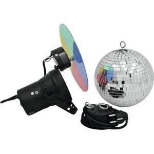 EUROLITE Discobal set  met motor en pin spot - Spiegelbol - Discobol 20cm