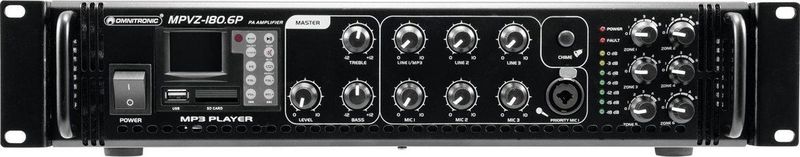 Omnitronic MPVZ-180.6P Mengversterker - Stereoversterker - Compact - 19"