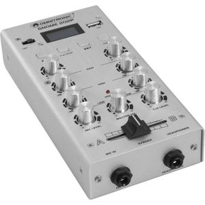 OMNITRONIC GNOME-202P Mini-mixer zilver | 2-kanaals DJ-mixer met Bluetooth en MP3-speler in miniatuurformaat | Regelbare microfooningang/hoofdtelefoonuitgang via 6,3 mm jack