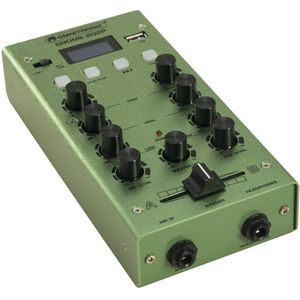 OMNITRONIC GNOME-202P Mini-mixer, groen, 2-kanaals DJ-mixer met Bluetooth en MP3-speler in miniatuurformaat, regelbare microfooningang/hoofdtelefoonuitgang via 6,3 mm jack