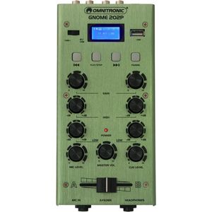 Omnitronic - Gnome-202P - Minimixer - Groen - 2-kanaals met Bluetooth en MP3-speler