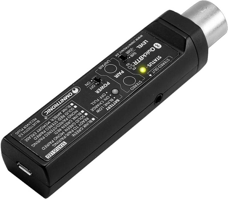 Omnitronic QuickBTR-5.0 XLR AptX Bluetooth Ontvanger - Versie 5.0 - 10 m Bereik