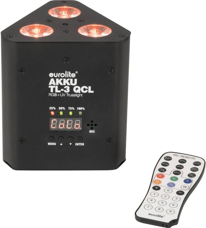 EUROLITE AKKU TL-3 QCL RGB+UV Trusslight mit IR-Fernbedienung