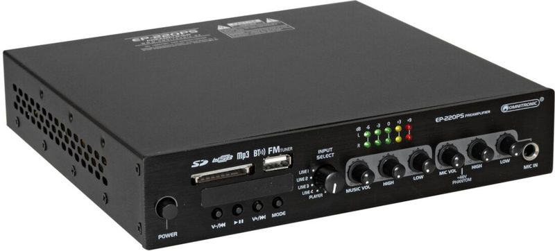 Omnitronic - EP-220PS - Stereoversterker - Zwart - Audioplayer - Bluetooth