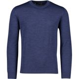 MAERZ Classic Fit heren trui met O-hals wol, middenblauw