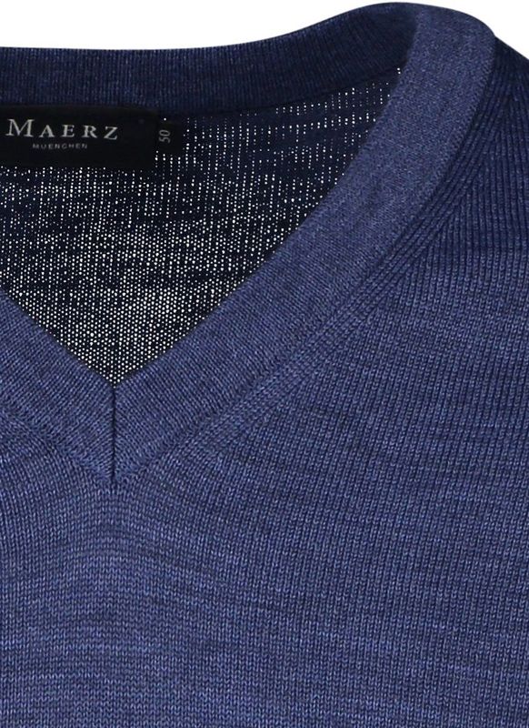 Maerz - V-hals Pullover - Navy - 100% Virgin Merinowol