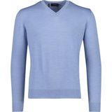 MAERZ Classic Fit heren trui met V-hals wol, lichtblauw