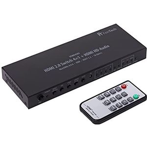 FeinTech VSW04202 HDMI 2.0 Switch 4x1 HD-Audio Extractor 7.1 ARC 4K 60Hz HDR CEC