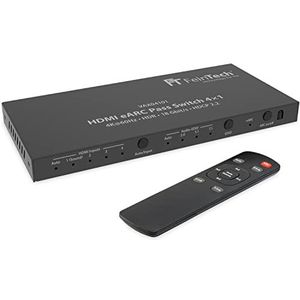 FeinTech VAX04101A eARC Pass Switch 4x1, voor 3 bronnen HDMI, soundbar en tv of 4K HDR Dolby Atmos beamer zwart