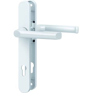 Schmalrahmen-Drücker-Garnitur - rund - Alu Weiß - Lochung: PZ - 92/8 mm