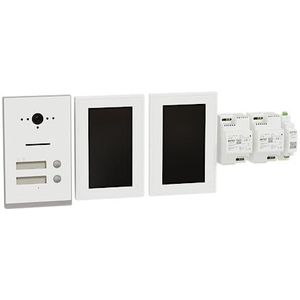 Schneider Electric Ritto TWINBUS IP VIDEO SET deurintercominstallatie, 7 inch HD-monitor, 2 draadtechniek, 2 gezinnen, app, intercominstallatie, inbouw, wit