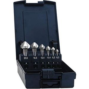 Exact 05528 Kegelverzinkboor 5-delig 6.3 mm, 10.4 mm, 16.5 mm, 20.5 mm, 25 mm HSS TiAIN Cilinderschacht 1 set(s)