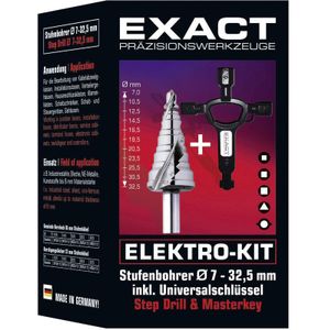 Exact - 70606 - HSS Getrapte Boor - Ø 7-32,5 mm - Cilinderschacht - 1 Set