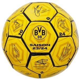 Borussia Dortmund Unisex Jeugd BVB handtekening bal 2023/24 - gele mini-voetbal met speler-handtekeningen (maat 1)