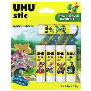 UHU Stic Mario Kart lijmstiften zonder oplosmiddel, wit, Mario Kart, 4 + 1 stics à 8,2 g