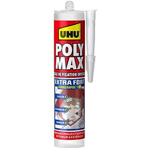UHU Polymax Extra sterk onzichtbaar, MSP fixeermiddel, lijm voor het plakken, monteren en voegen van alle oppervlakken, sneldrogend, oplosmiddelvrij, transparant, 300 g patroon