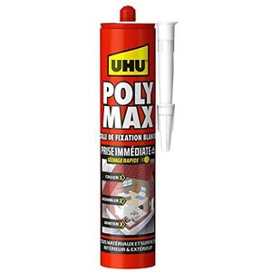 UHU Polymax Onmiddellijke grip - SMP fixeerlijm voor het lijmen, monteren en voegen, alle oppervlakken, extra sterk, oplosmiddelvrij, wit, 425 g patroon