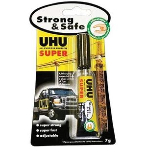 UHU Super sterke secondelijm: supersterke gel-secondelijm, super snel en supersterk, oplosmiddelvrij, transparant, tube 7 g