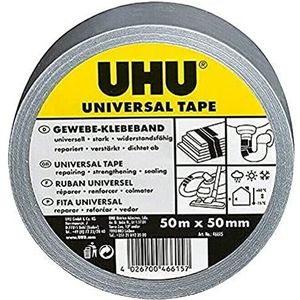 UHU 46615 Universele weefseltape, zilver, 50 m x 48 mm