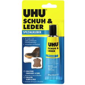 UHU Speciale lijm schoen en leer, snelle speciale lijm voor het lijmen van leer en rubber, 30 g