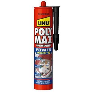 UHU POLY MAX montagelijm POWER cartridge, zwarte montagelijm en afdichtmiddel met hoge eindsterkte, 425 g