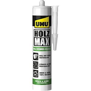 UHU Houten Max cartridge, watervaste en zeer belastbare houten combilijm zonder oplosmiddel, 380 g