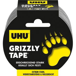 UHU Tape Grizzly Tape, extreem sterke, duurzame en waterdichte weefseltape, 5 cm x 25 m, zilver