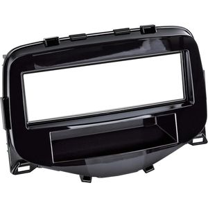 1-DIN Paneel geschikt voor Citroën C1 - Peugeot 108 - Toyota Aygo 2014 - Kleur: Piano Zwart