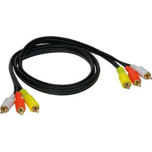 A/V Kabel 1 mtr. 3 plugs rood - wit - geel