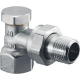 Combi 2 Heizkörperverschraubung dn 10 3/8', pn 10 Eckausführung, Messing vernickelt - Oventrop