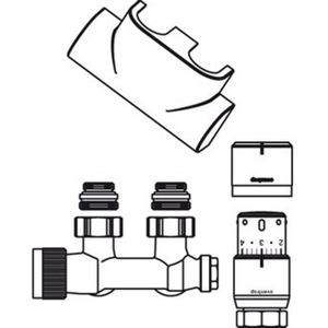 Oventrop, Set voor radiatoren ""Multiblock T/Uni SH"", vierkant, chroom - 1184284