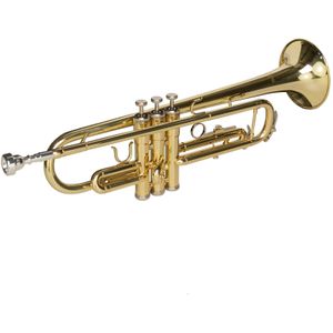 CASCHA Trumpet Fox Bb Trompet voor beginners en gevorderden met accessoires, mondstuk, reinigingsdoek en etui, goudkleurig