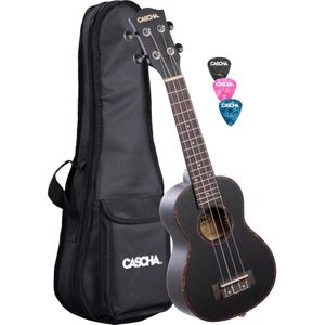 Cascha HH 2305 Premium Mahogany tenor ukelele set zwart