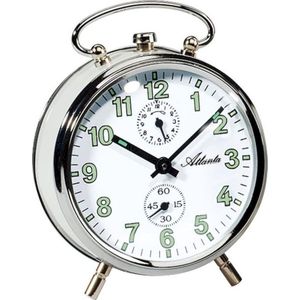 Atlanta analoge wekker 1065-0 mechanisch wit, wit, 12, retro, Wit., Retro
