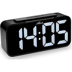 Atlanta Digitale wekker, groot led-display, alarm, volumeregeling, dimbaar display, 2604/7 (zwart)