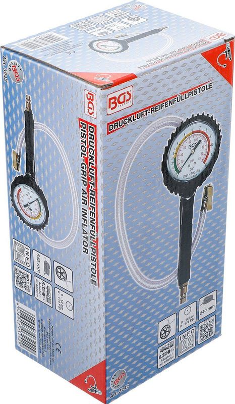 Bandenpomp met drukmeter (0-12 bar) BGS 3242