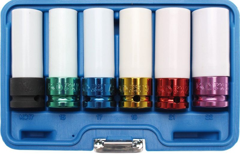 Bgs Technic - Kraft-Schoneinsatz-Satz Antrieb Innenvierkant 12,5 mm (1/2') sw 15 / 17 / 19 / 21 / 22 mm / MS17 6-tlg.