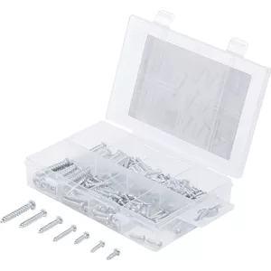 400-delige Schroevenset – Zelftappende Platkopboutjes M2, M2.6, M3, Roestvrij Staal, Zwart, In Kunststof Opbergkoffer, Voor Hout, Kunststof En Zacht Metaal