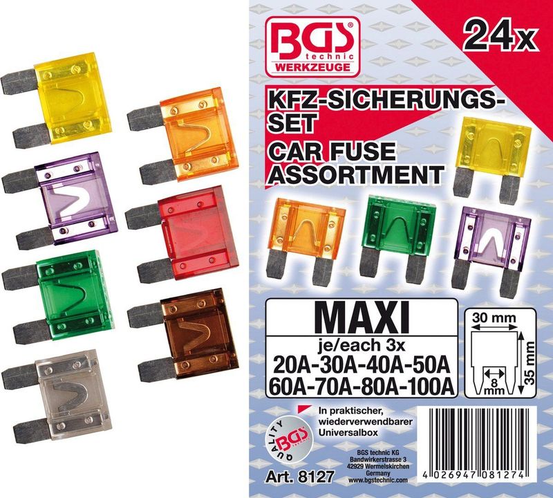 BGS Assortiment autozekeringen Maxi, 24 delig