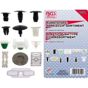 BGS Assortiment bekledingsclips voor VW 255 delig