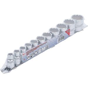 BGS Steckschlüssel-Einsatz-Satz Zwölfkant Antrieb Innenvierkant 10 mm (3/8") Zollgrößen 11tlg. - 9112